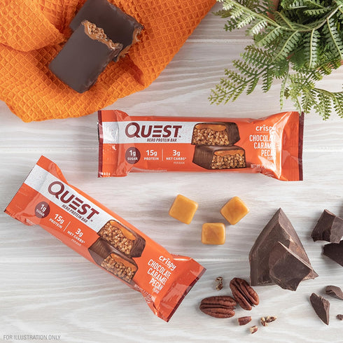Quest Nutrition Crispy Chocolate Caramel Pecan Hero Protein Bar - 15g Protein, 12 Count