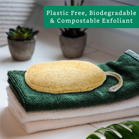 Natural Loofah Exfoliating Sponge, 3 Pack Organic Body Scrubber for Shower