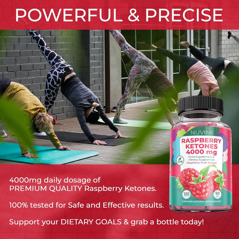 Raspberry Ketones 4000 mg Natural Dietary Food Supplement to Support Healthy Keto Diet for Men & Women, 120 Vegan Capsules