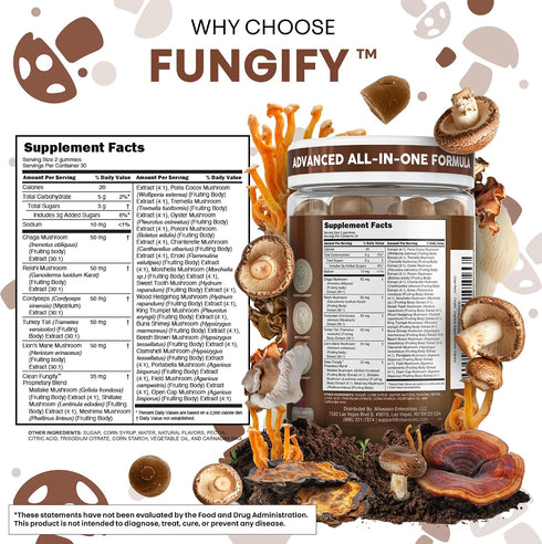 Gummies Immune Gummy Clean Nutra Lions Mane Mushroom Cordyceps Supplement for Memory and Focus Support Vitamins Reishi