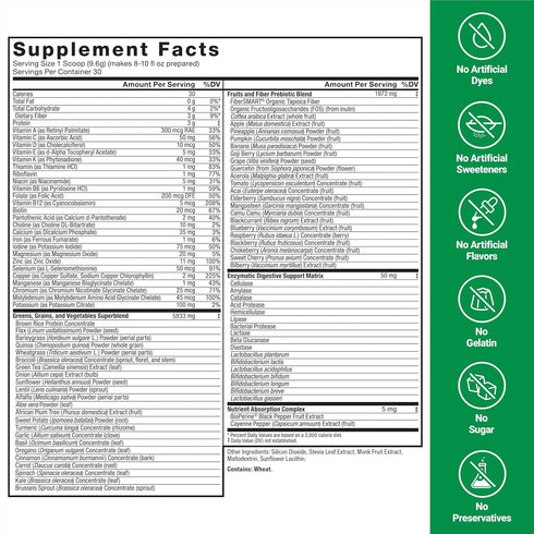 FORCE FACTOR Smarter Greens Daily Wellness Powder, 30 Servings - Supports Energy, Immunity & Digestion, Superfood