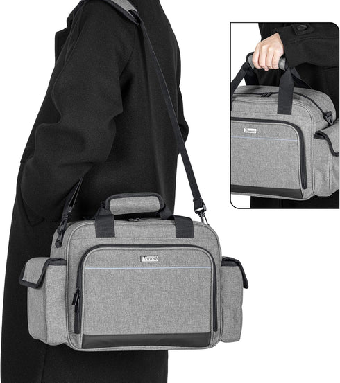 Trunab Portable Medical Supplies Nurse Bag Empty, Shoulder Bag for Hospice, Home Visit, Hospital Interns, Grey