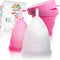 Talisi Menstrual Cups Set of 2, Soft Reusable Period Kit with Collapsible Cleaner Silicone Sterilizer (Small & Large)