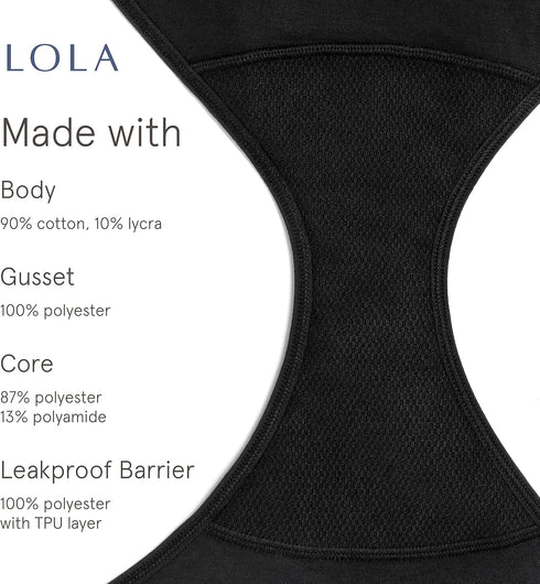 LOLA Reusable Cotton Bikini Period Panties for Women - Comfortable Washable Underwear