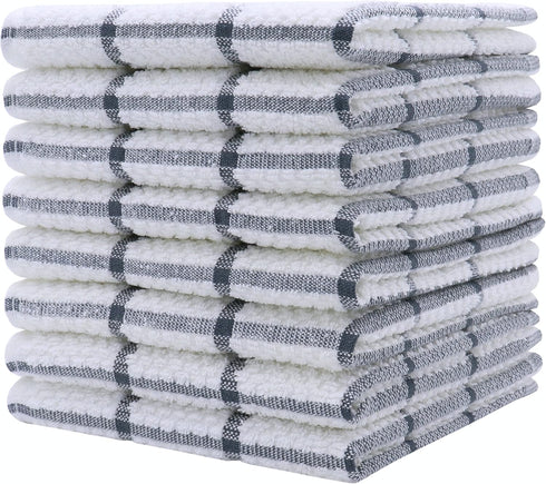 PPAXL 12 12 Inches, 8pc/Set Cotton Grid Dish Cloths, Terry Cleaning Rags, x Light and Soft, Quick Drying Dish Rags