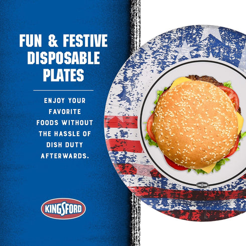 Kingsford Heavy Duty Paper Plates, 35 Count, American Flag Design
