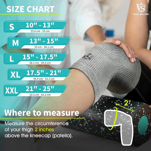 VITAL SALVEO C3-COMFORT Compression Knee Sleeve Brace for Pain Relief, Ideal for Sports & Daily Wear (Small)