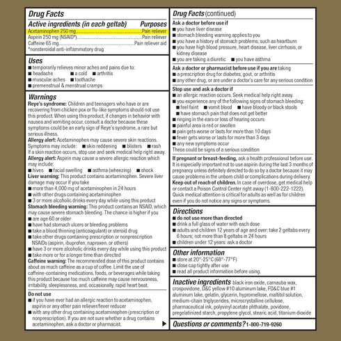 GoodSense Extra Strength Headache Relief Geltabs, Acetaminophen, Aspirin (NSAID) and Caffeine, 80 Count