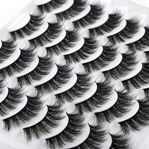 JIMIRE 16 Pairs 3D Faux Mink Fluffy Volume Natural False Eyelashes Pack