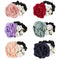 Lawie 6 Pack Colorful Handmade Pearl Rhinestone Rose Flower Hair Bows - Stretchy Rubber Hairbands, Ponytail Holder