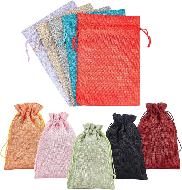 PH PandaHall 10pcs 5x7'' Burlap Bags with Drawstring - Advent Calendar Bag Gift Sachets, Jewelry Pouches, Sacks for