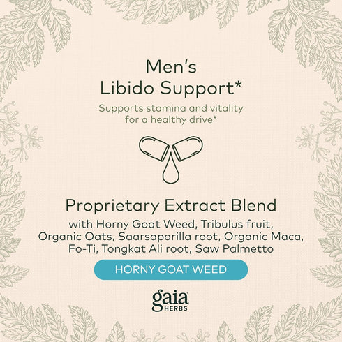 Gaia Herbs Male Libido - Herbal Supplement with Saw Palmetto, Horny Goat Weed, 60 Vegan Liquid Phyto-Capsules