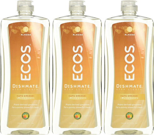 Earth Friendly Products Dishmate, Natural Almond, 25 Ounce - Pack of 3 Dishwashing Liquid