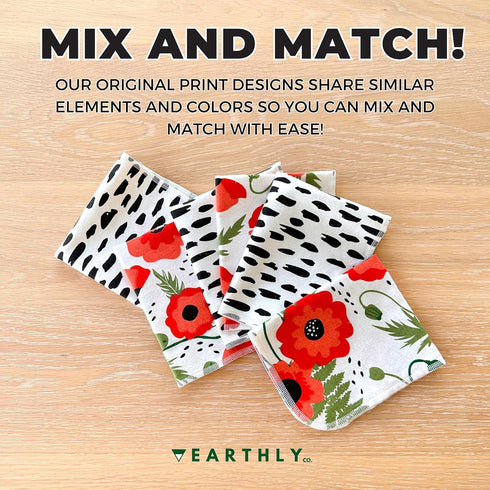 Reusable Paper Towels - 10 PACK - Washable Cotton Cloth Paper Towels - Paperless Napkins - Absorbent Long Lasting Zero