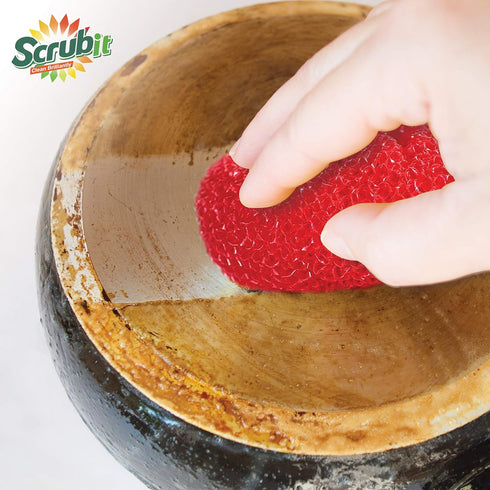 SCRUBIT 18 Round Nylon Dish Scrubber Scouring Pads, 3 Packs of 6 Assorted Colors, Non-Scratch