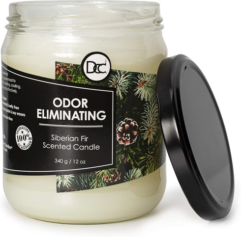 Siberian Fir Odor Eliminating Candle - 12 Ounce Premium Soy Blend, 80 Hour Burn Time
