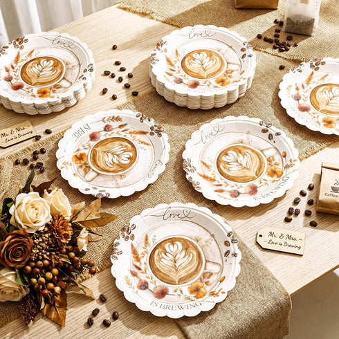 Havawish 100 Set Pcs Love Is Brewing Coffee Bridal Shower Party Plates Decoration Coffee Paper Plate Love Is Brewing