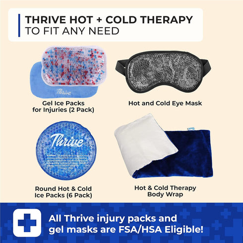 Thrive Reusable Ice Packs for Injuries, Pack of 2, Soft Flexible Gel Ice Packs for Pain Relief