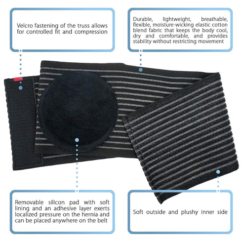 ORTONYX Umbilical Hernia Belt for Men and Women, 6.25" Abdominal Binder with Hernia Support Pad, Black OX5241-L/XL