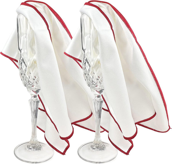 2-Pack Premium Microfiber Wine Glass Polishing Cloths, Lint-Free Drying Towels for Glassware, 25" x 20" (White, 2 Count)