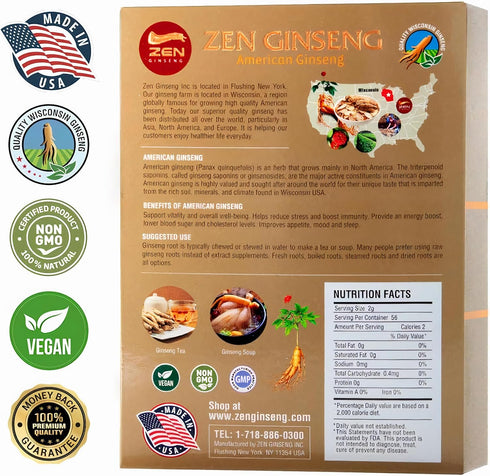 Large Short American Wisconsin Ginseng Root (4oz) for Performance & Mental Health