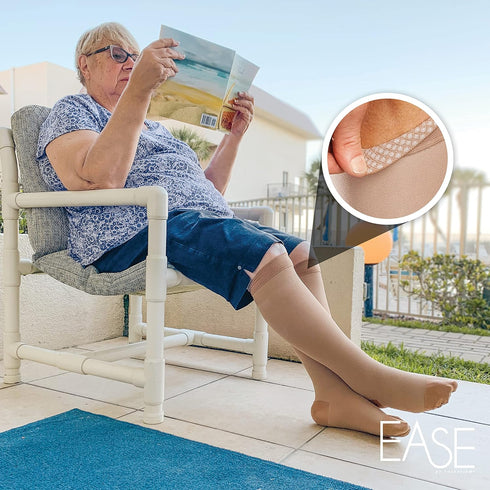 Moderate Compression Knee Highs - Ease Opaque Silicone Support Band
