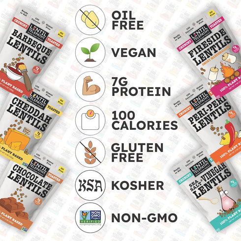 Pack, 4 oz 3 Pack Lentil Telepathy Sweet & Smoky Variety Snack Crunchy Lentil Snacks, Plant Based, Gluten Free