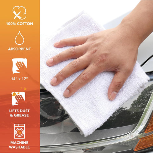 TT60 Pack 60, 100% 14 17 Arkwright Terry Cloth Rags, of Cotton Cleaning Towels for Kitchen, Auto Shop and Bar Use