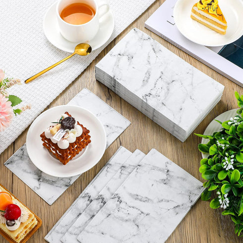 Zonon 200 Pcs Paper Hand Towels for Bathroom Disposable Hand Towels Marble Guest Towel Decorative Napkins Marbleized