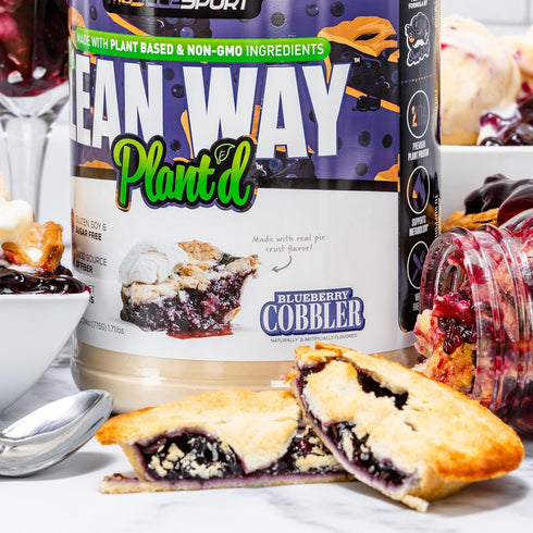 Musclesport Lean Way Plant Protein - 20 Servings, Blueberry Cobbler Flavor, Pea & Brown Rice Protein Blend