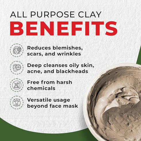 Powerful Deep Pore Cleansing Sodium Bentonite Clay - Natural Face Mask Peel for Men & Women - USA Made 16 Oz