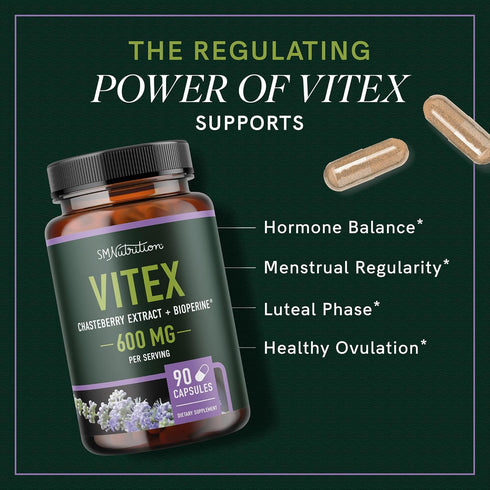 Vitex Chasteberry Supplement 600mg for Women's Hormone Balance, 90 Capsules, 3-Month Supply