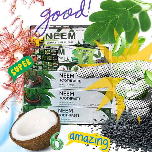 Pack 6 10 1 7.05 oz of - Organic Neem Tulsi in Fluoride Free Toothpaste - Neem, Clove, Black Seed, Cardamon, Aloe Vera