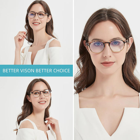 Reading Glasses for Women, Blue Light Blocking Spring Hinge Readers with Pouches (4 Pairs Mix Color)