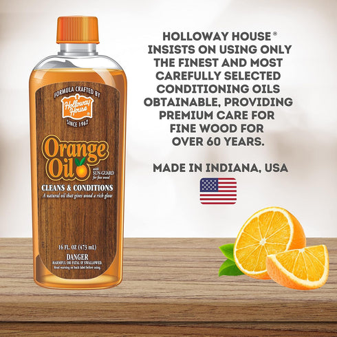 Holloway House Orange Oil Cleaner 16oz, 6Pk with Sun-Guard for Fine Wood, Cleans & Conditions, Natural Oil