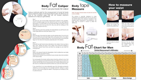Lightstuff Body Health Tool Kit - Skinfold Caliper, Tape Measure, BMI Calculator, Body Fat Charts Included