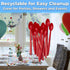 Extra Long Red 8in Premium Sundae Spoons - 50ct Heavy Duty Disposable Plastic Utensils for Ice Cream