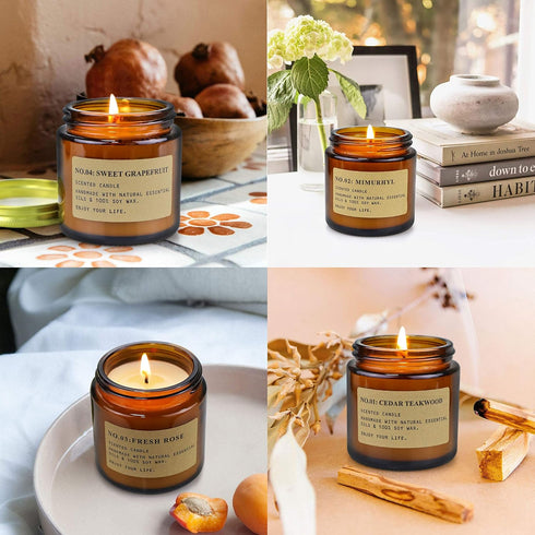 MOULENGGU 4 Pack Set YFYTRE Scented Candle Soy Wax Candles, Aromatherapy Candles for Home Decoration, Jar Candles Gift
