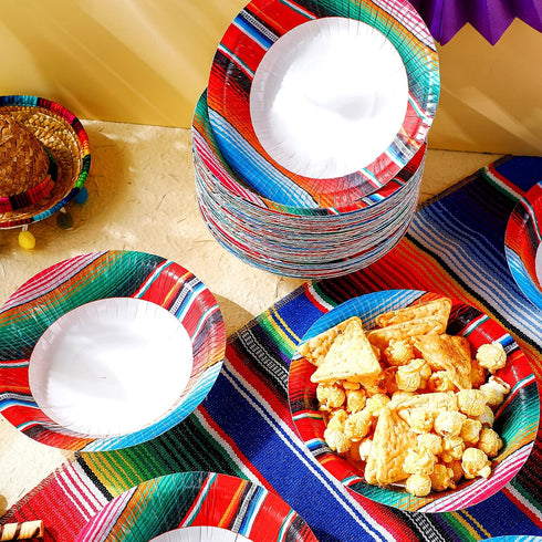 Domensi 16 oz Mexican Serape Cinco De Mayo Paper Bowls Fiesta Stripes Disposable Paper Soup Bowls Snack Serving Bowls for Cinco De Mayo Fiesta Birthday Party Supplies(100 Pcs) by Domensi