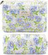 Quilted Cotton Cosmetic Bag, 2Pcs Large Makeup Pouch for Women, Aesthetic Floral Toiletry Bag Gift