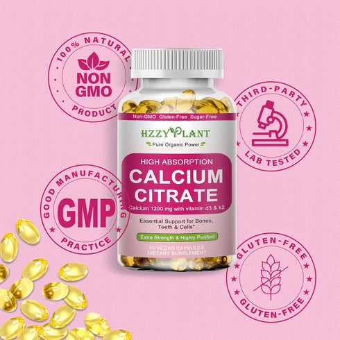 HZZYPLANT 1200 D3 2 Calcium Supplements for Women Softgels, High Absorption Calcium Citrate Supplement Essential