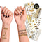 Terra Tattoos Gold Metallic Tattoo Flash Sheets, Waterproof Nontoxic Designs for Festivals and Parties