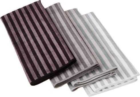 DII Cleaning Collection Multi-Purpose Microfiber, Gray Stripes, Dishtowel Set