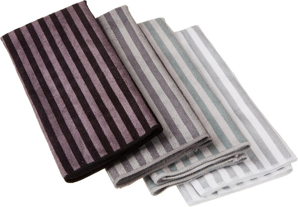 DII Cleaning Collection Multi-Purpose Microfiber, Gray Stripes, Dishtowel Set