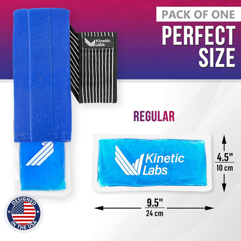Ice Pack Wrap with Elastic Strap by Kinetic Labs - Reusable Hot Cold Gel Pack for Injuries, Neck, Ankle