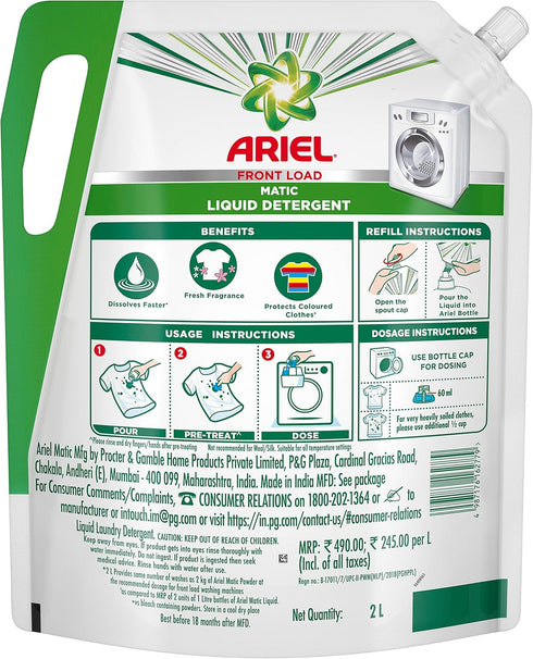 Ariel Matic Liquid Detergent, Front Load, 2 Litre