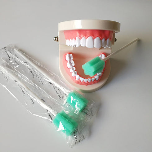 Untreated Disposable Oral Swab | Single Use Green, 100 Counts