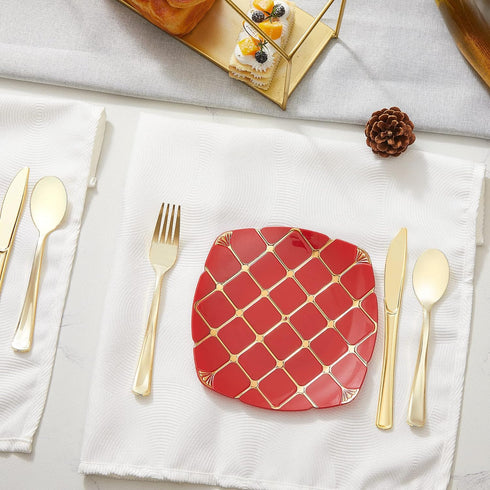 N9R 100PCS Gold Plastic Silverware Set, Disposable Cutlery - 50 Forks, 25 Spoons, 25 Knives