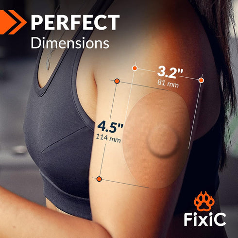 FixiC Freestyle Adhesive Patches, 25 PCS for Libre 1, 2, 3 & Plus, Waterproof Adhesive Covers, Best Fixation (Tan)