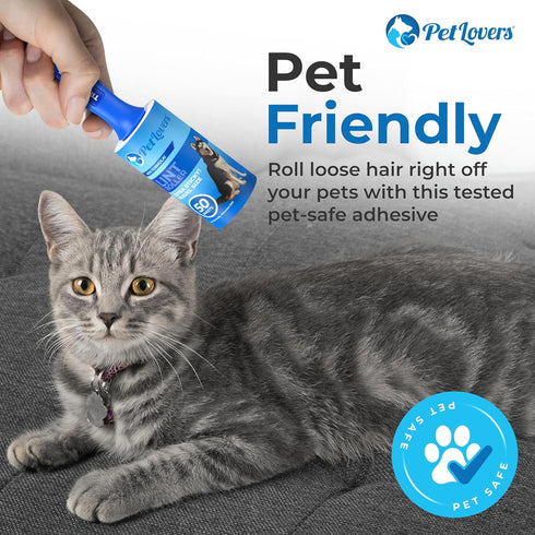 PetLovers Mini Lint Rollers for Travel, 2 Pack Small Sized Lint Removers for Pet Hair and Debris Pickup